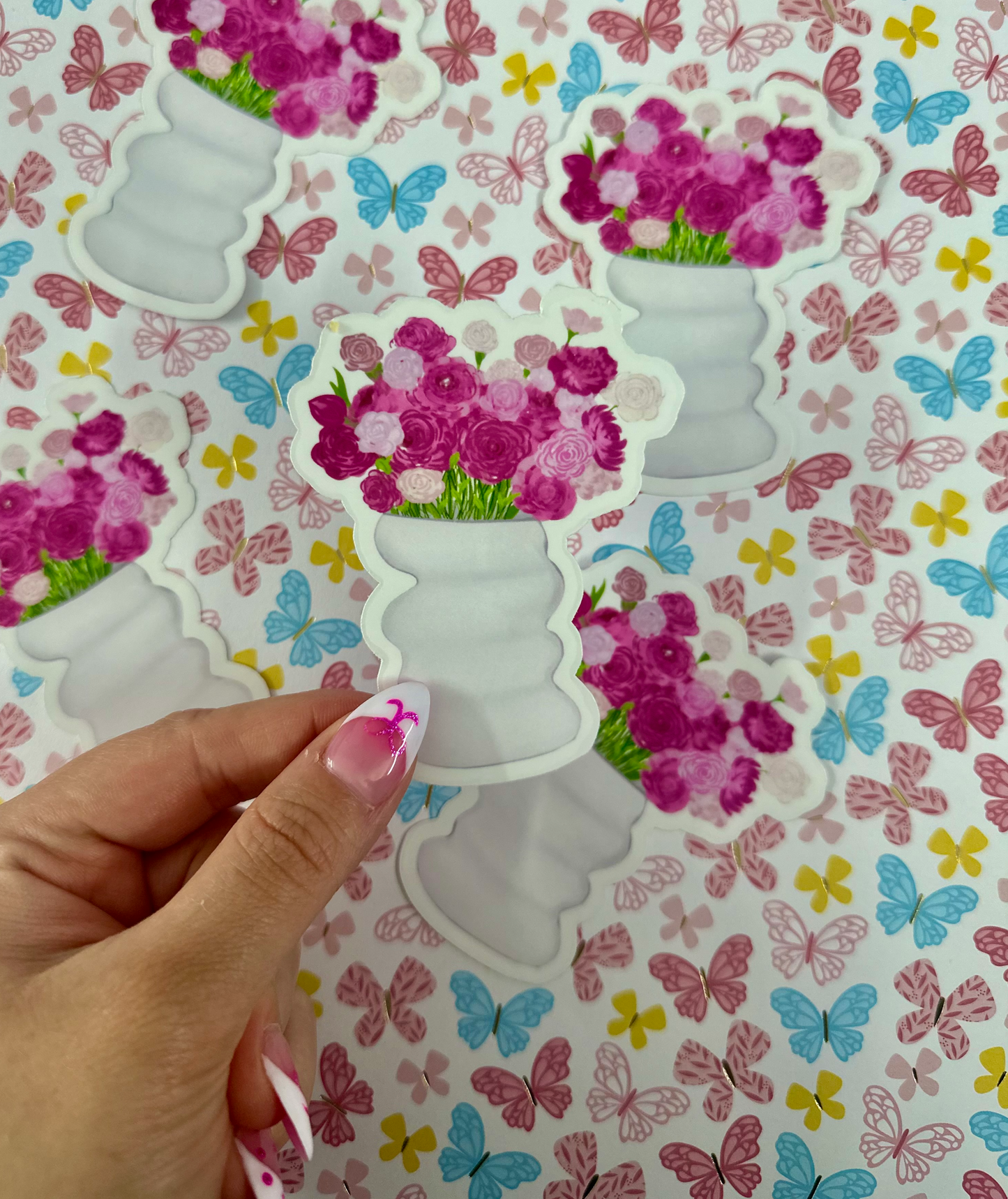 floral vase waterproof sticker