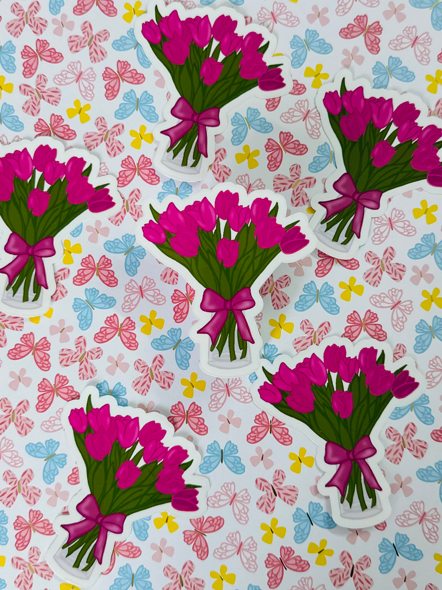 Purple Tulip Vase Clear Sticker
